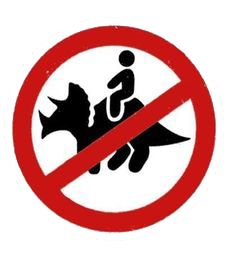 a sign with a person riding a dinosaur in it's back and the word no poop allowed