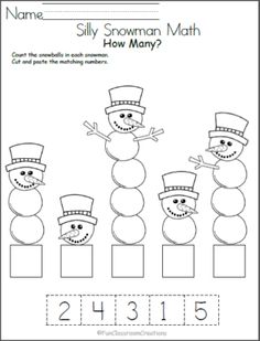 a snowman math worksheet for kids to learn how to count the numbers