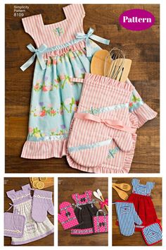 the pattern for this dress is easy to sew and includes aprons, mitts,