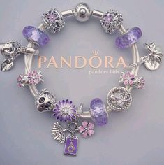 Pink And Purple Pandora Bracelet, Pandora Bracelet Charms Aesthetic, Pandora Bracelet Designs Unique, Purple Pandora Charms, Purple Charm Bracelet, Purple Pandora Bracelet, Pulsera Pandora Charms Ideas, Aesthetic Pandora Bracelet, Pandora Charm Bracelet Ideas