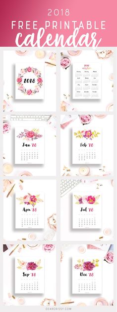 a calendar with pink flowers on it and the words free printable calendars below