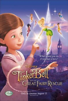 the tinker bell and the great fairy rescue movie poster with an image of tinkerbell