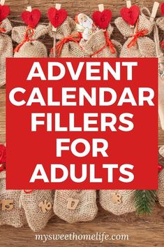 the words, advert calendar fillers for adults on top of burlocks