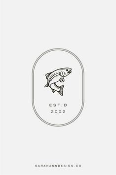 a fish is shown in the middle of a white background with black and white lettering