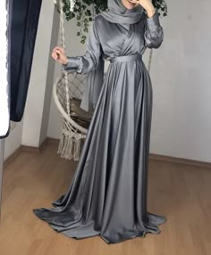 Satin Long Dress, Full Sleeves Dress, Dress Islamic, Maxi Dress Plus Size, Abaya Hijab, Soiree Dress, Kaftan Maxi Dress, Satin Dress Long