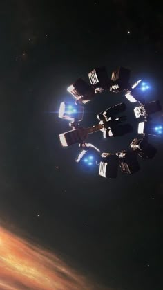 an artist's rendering of a space station in the middle of a star field