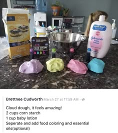 the ingredients to make homemade cupcakes are displayed in front of a counter top