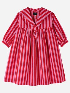 Pink & Red Stripe Dress – Luna & Curious Red Striped Dress, Comfy Dress, Stripe Outfits, Kids Couture, Sailor Dress, Knitwear Dress, Stripe Dress, Pink And Red, Red Stripe