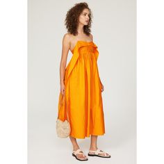 Orange cotton (100% Cotton). Empire. Sleeveless. Square neck. Back zipper closure. 38.5" from bust to hemline. Imported. Cecilie Bahnsen, Rent The Runway, Closet Designs, Empire Waist, Square Neck, Sundress, Zipper, Orange, Square