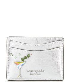 Kate Spade Card Holder, Shaken Not Stirred, Leather Cardholder, Elegant Fabric, Cute Wallets, Girly Bags, Gold Interior