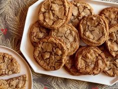 a white plate topped with cookies on top of a table