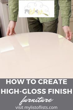 a person holding up a sign that says how to create high - gloss finish