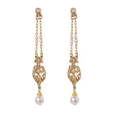 Channel elegance with our Grecia Earrings, adorned with delicate Czech glass pearl accents and shimmering crystals. These drop-down earrings are plated in 24K gold and feature a standard post back. All jewelry is handcrafted and made to order in our New York City design studio. Please allow 7-14 business days for production from the order date. Measurements: 0.6" W x 3" L Gold-plated Drop Chandelier Earrings, Festive Gold-plated Chandelier Earrings With Pearl Drop, Elegant Gold-plated Gold-tone Chandelier Earrings, Roman Empress, Elegant Gold-plated Chandelier Earrings With Pearl Drop, Gold-tone Gold Plated Chandelier Earrings, Gold Dangle Earrings, City Design, Gold Earrings Dangle