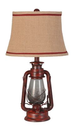 The Gray Barn Thornfield Lantern Table Lamp (Set of 2), Red - BEL Furniture Cabin Table, Lantern Table Lamp, Camping Lantern, Vintage Lanterns, Country Homes, Chelsea House, Table Metal, Standard Lamps, Lamp Set