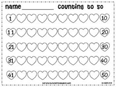 counting to 20 worksheet with hearts