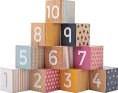 colorful wooden blocks with numbers on them