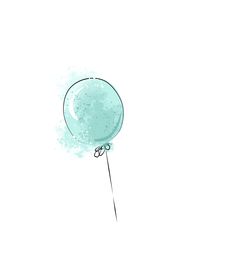 a drawing of a blue balloon on a stick