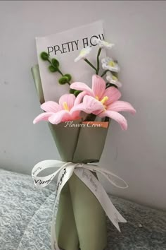 small pink flower bouquet for women or little girl Pink Lilies, Pink Flower Bouquet, Birthday Card Craft