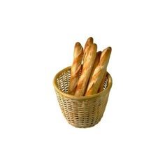 bread sticks in a basket on a white background