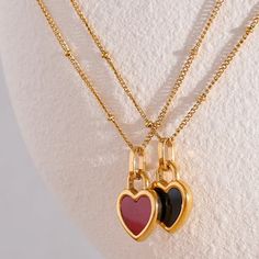 18K Gold Plated Stainless Steel, White Shell, Acrylic Heart Shaped Pendant Two Sided Pendant Heart Shaped Pendant, Heart Shape Pendant, Christmas Wishlist, Heart Shapes, 18k Gold, Shells, Gold Necklace, Gold Plate, Plating