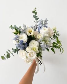 Something Blue Wedding Bouquet, Wedding Florals With Blue, White And Light Blue Flowers, Bride Bouquets Blue And White, Baby Blue Flower Arrangements, Wedding Florals Blue And White, Dusty Blue Florals, Blue Tulip Bouquet Wedding, Pale Blue Wedding Flowers