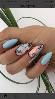 Babycolor Nails, Feather Nails, Summer Acrylic Nails, Pretty Nail Art, Nail Designs Glitter, Coffin Nails Designs, Pretty Acrylic Nails