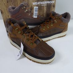 Landon Boot From Weatherproof Weatherprooffor Year Round Wear Sneaker Boot Profile W Duck Boot Influence Lace Up Front Memory Foam Insole Padded Collar W Faux Fur Trim Leather And Man Made Upper Aggressive Treaded Outsole For Grip Brand New In Box Pricing Is Fair And Quite Firm . Please Let Us Know If You Have Any Questions. Duck Boot, Duck Boots, Faux Fur Collar, Fur Collar, Fur Collars, Fur Trim, Sneaker Boots, Memory Foam, Faux Fur