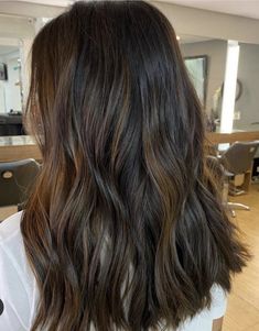 Partial Highlights For Dark Hair Straight, Half Head Highlights Black Hair, Dimensional Brunette Straight Hair, Partial Highlights For Black Hair, Partial Highlights Brown Hair, Partial Highlights For Brunettes, Partial Highlights For Dark Hair, Darker Highlights, Light Black Hair