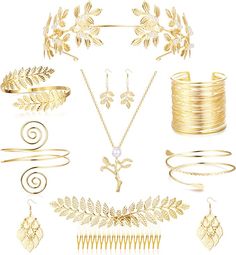 Goddess Jewelry Greek, Roman Goddess Costume Diy, Diy Athena Costume Goddesses, Gaia Goddess Costume, Greek Goddess Accessories, Goddess Costume Accessories, Athena Outfit, Greek Goddess Jewelry, Roman Accessories