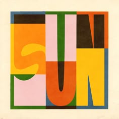 an abstract painting with the word fun in multicolored letters on it's sides