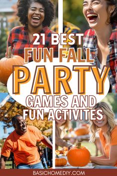 two pictures with the words fun fall party games and fun activities