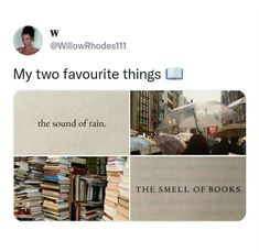 an image of someones tweet about the smell of books on their twitter account