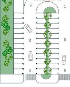 an overhead view of a parking lot with trees