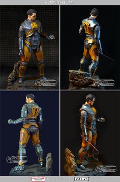 four different views of an action figure