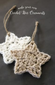 a crocheted star ornament is shown with the words, enfache hakel projet fur an - anger