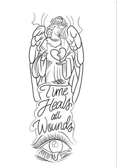 an angel tattoo design with the words i am jesus and my eyes are closed on it