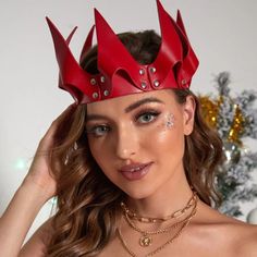 Medieval Style Crown and Choker / Fashionsarah.com Animal Face Mask, Red Crown, Halloween Masquerade, Leather Mask, Masquerade Party