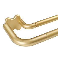 two gold metal handles on a white background