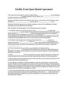 an event rental agreement is shown in this document