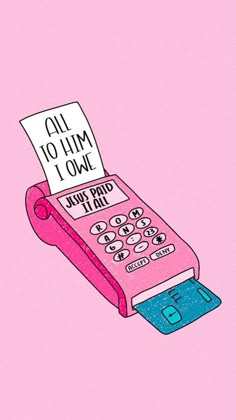 a pink phone with a sign that says, all i need is love