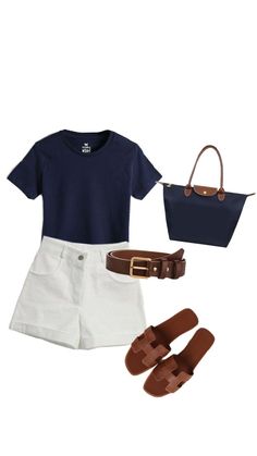 Daily Wear Accessories, Polo Outfit Women's, Blue And Yellow Outfit, Uni Outfits Summer, Linen Style Fashion, Hot Weather Outfits, Simple Casual Outfits, Effortless Outfit, Stylish Summer Outfits