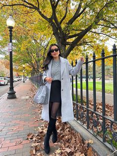 Petite Smart + Business Casual Workwear Ideas Fall Coats Women, European Fall Outfits, Outfit Ideas For Moms, Workwear Ideas, European Fall, Womens Fall Coats, Fall Coats, Wolford Tights, Gray Coat