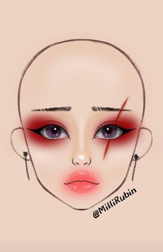 Asian Halloween Makeup, Christmas Makeup Looks Easy, Makeup Sketch, Futuristic Makeup, Makeup Charts, Anime Eye Makeup, Punk Makeup