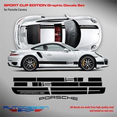 the porsche sports car decal is shown in this image, and it appears to be an advertisement