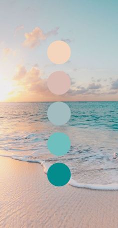 an image of a beach scene with circles on the sand and water in the background