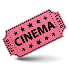 a yellow cinema ticket with stars and the word cinema written on it in black ink