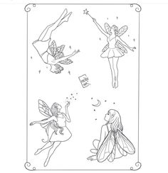 two fairy coloring pages, one with a girl and the other with a boy on it