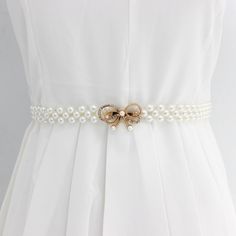 Women's Stylish Floral Belt with Pearls - Wnkrs Belts For Women Dresses, Pearl Belts, Gold Bowtie, Butterfly Belt, Waist Belt Women, Wedding Dress Sash, Ikat Pinggang, Chain Dress, Dress Sash