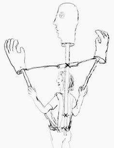 a drawing of a person holding a large object