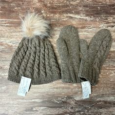 Nwt Handmade 100% Wool Mittens And Hat Set Beautifully Crafted High Quality 100% Wool Natural Color Wool Mittens, Hat Set, Natural Color, The 100, Women Accessories, Wool, Hats, Customer Support, High Quality